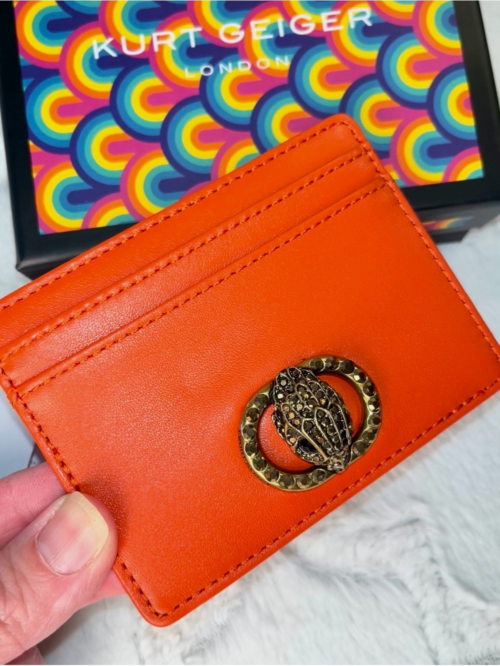 Kurt Geiger NWT! Chelsea Orange Leather Card Holder